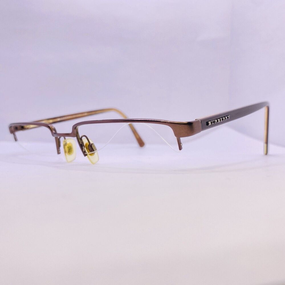 Burberry Eyeglasses Authentic B 1006 1012 52 [] 16 140 Brown Beige Plaid Half